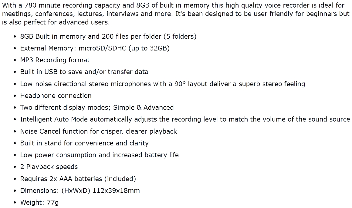 טייפ מנהלים דיגיטלי מקצועי אולימפוס OLYMPUS WS853 TEXT